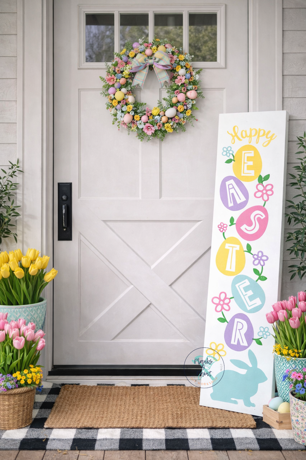 Happy Easter Eggs Porch Leaner