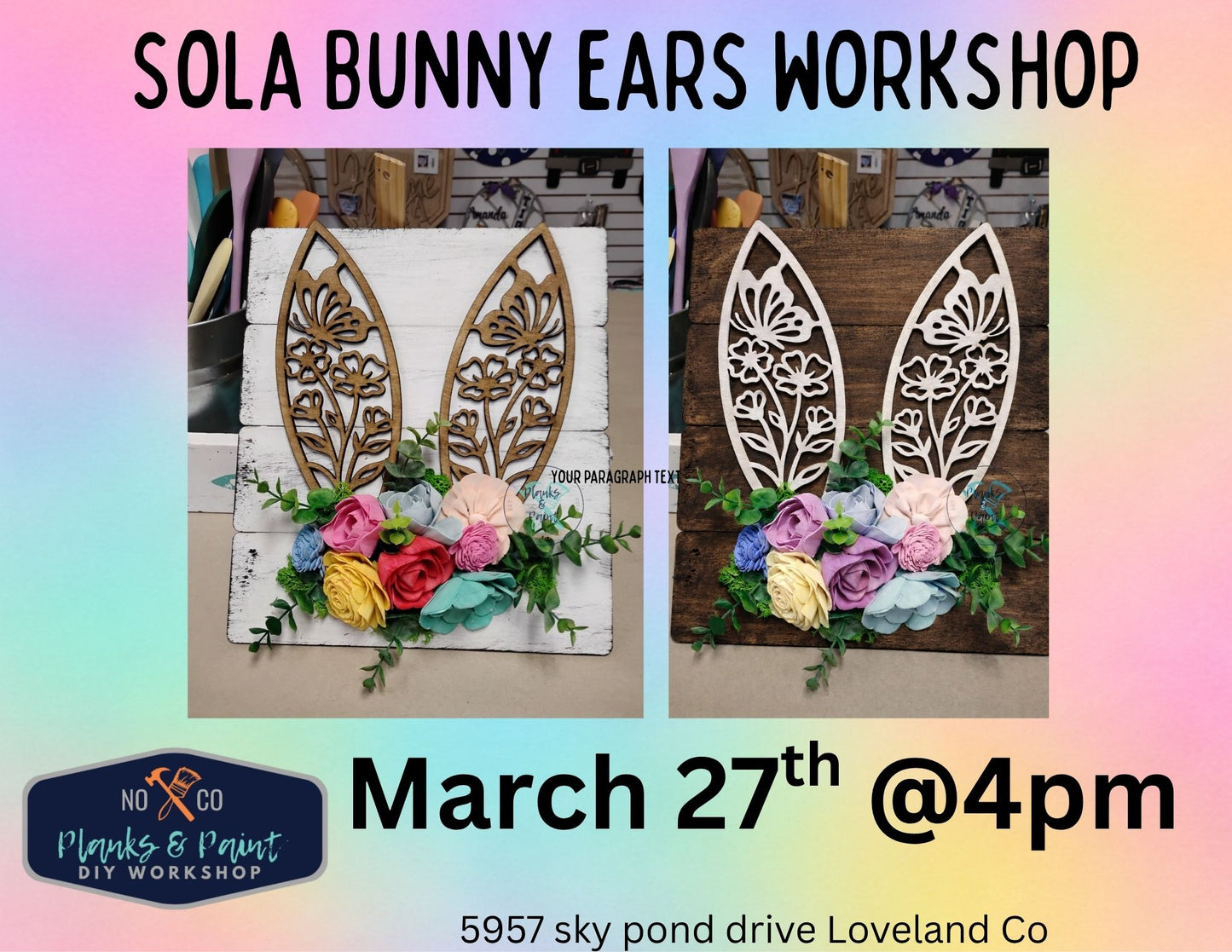 Sola Bunny Ears Workshop 3/27 @4pm