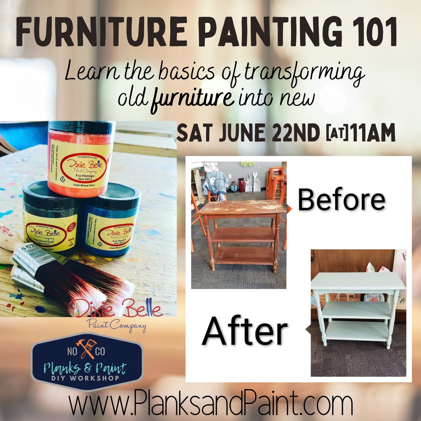 Furniture Painting 101 - 7/18/24 @6pm