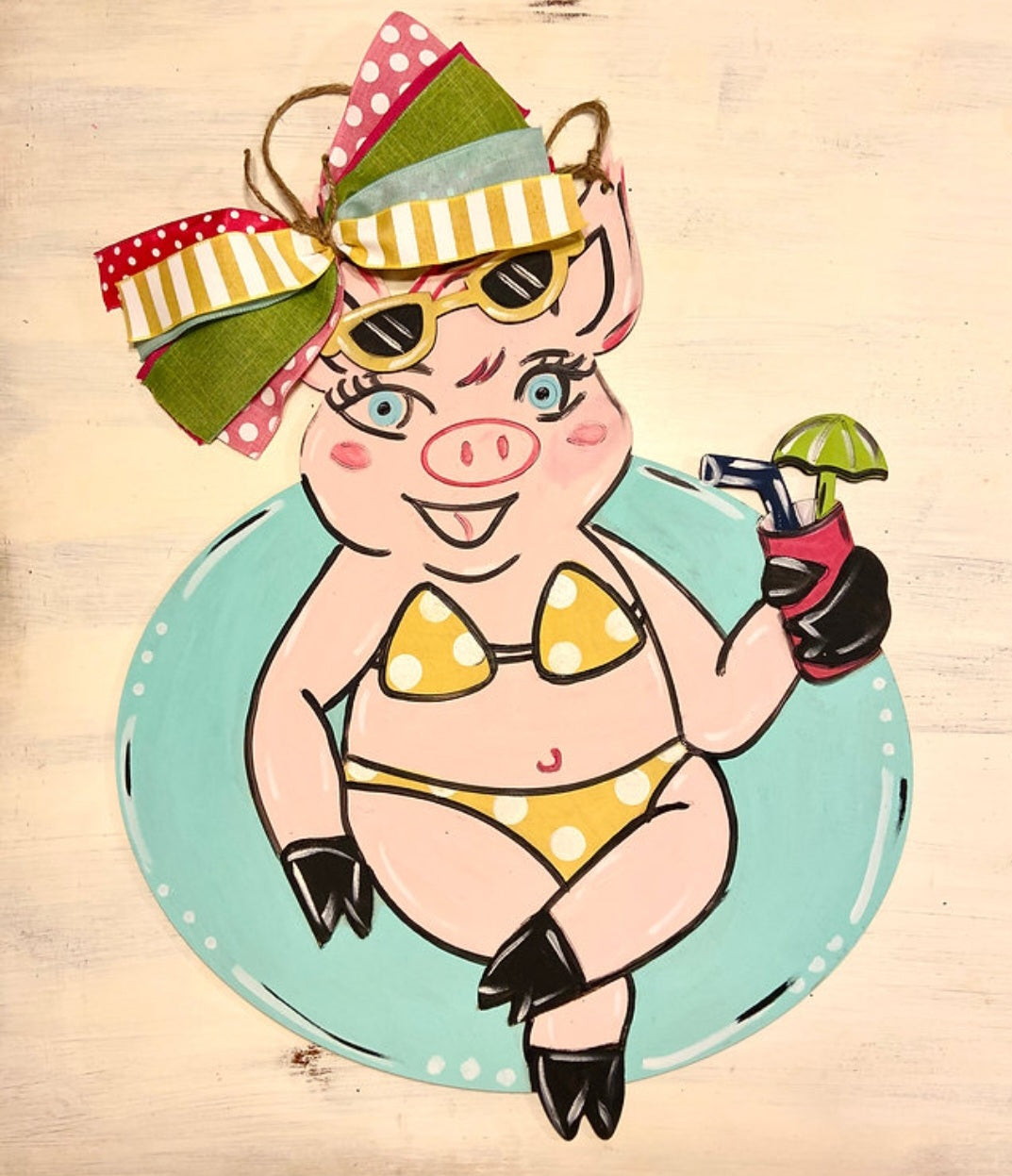 Pig in Floatie 3D Door Hanger