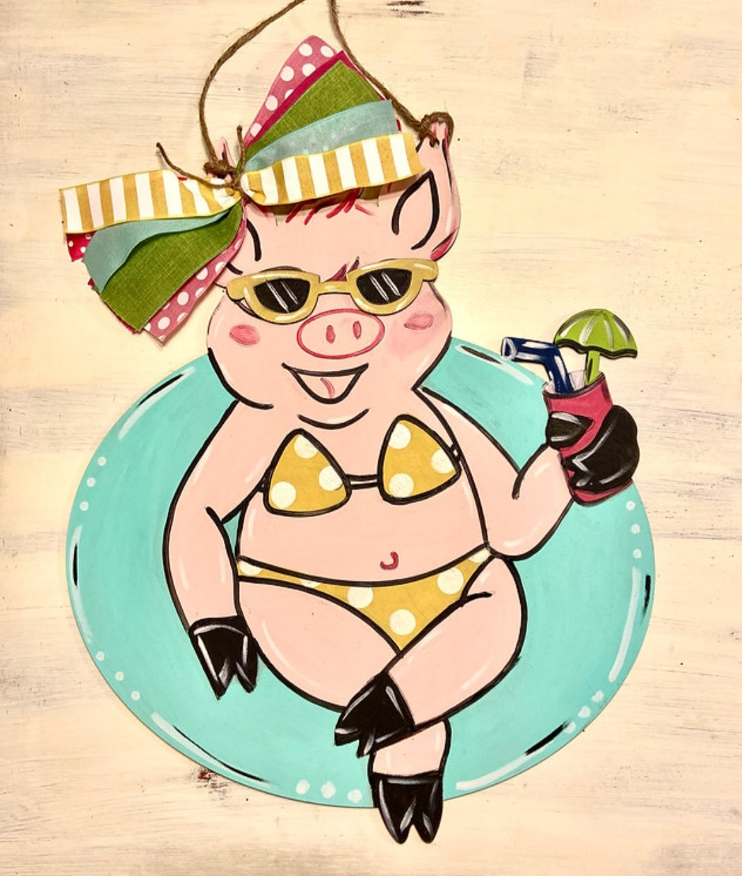 Pig in Floatie 3D Door Hanger