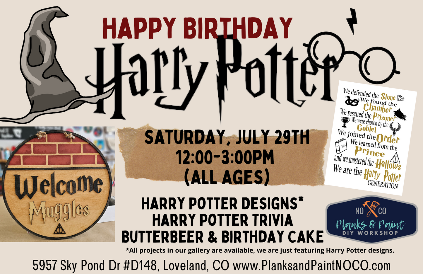 Harry Potter's Birthday Bash - July 29th @ 12pm (All Ages)