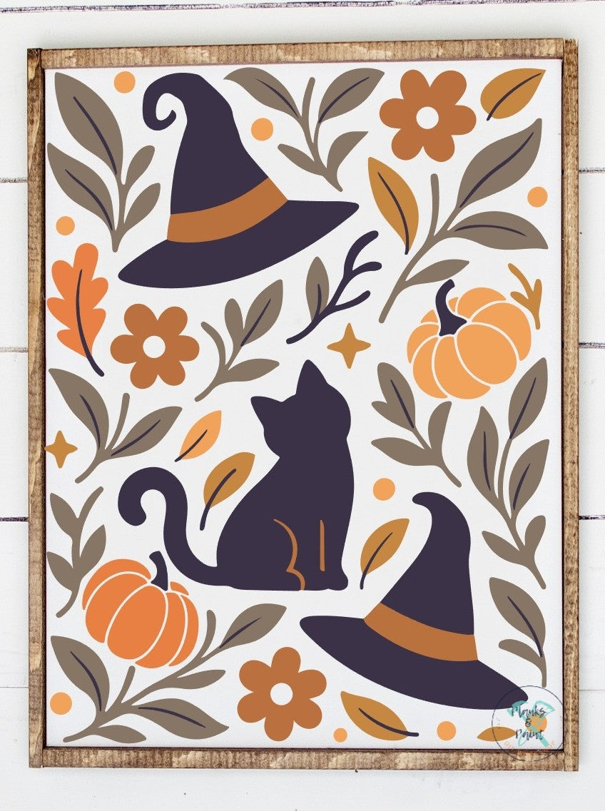 Witches and Cat plank sign