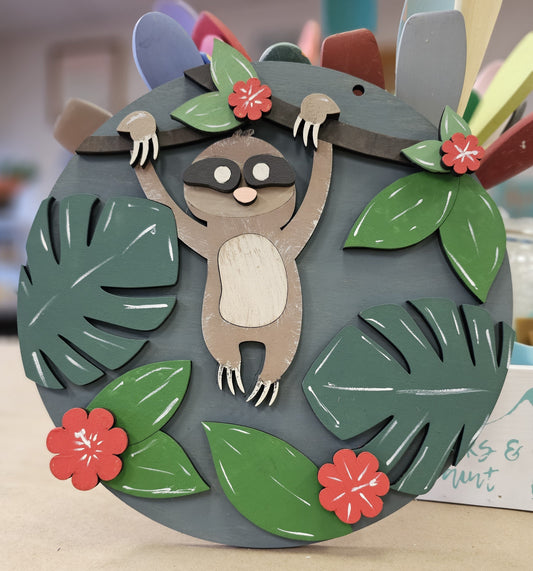 Kid's Sloth 10" Round Door Hanger