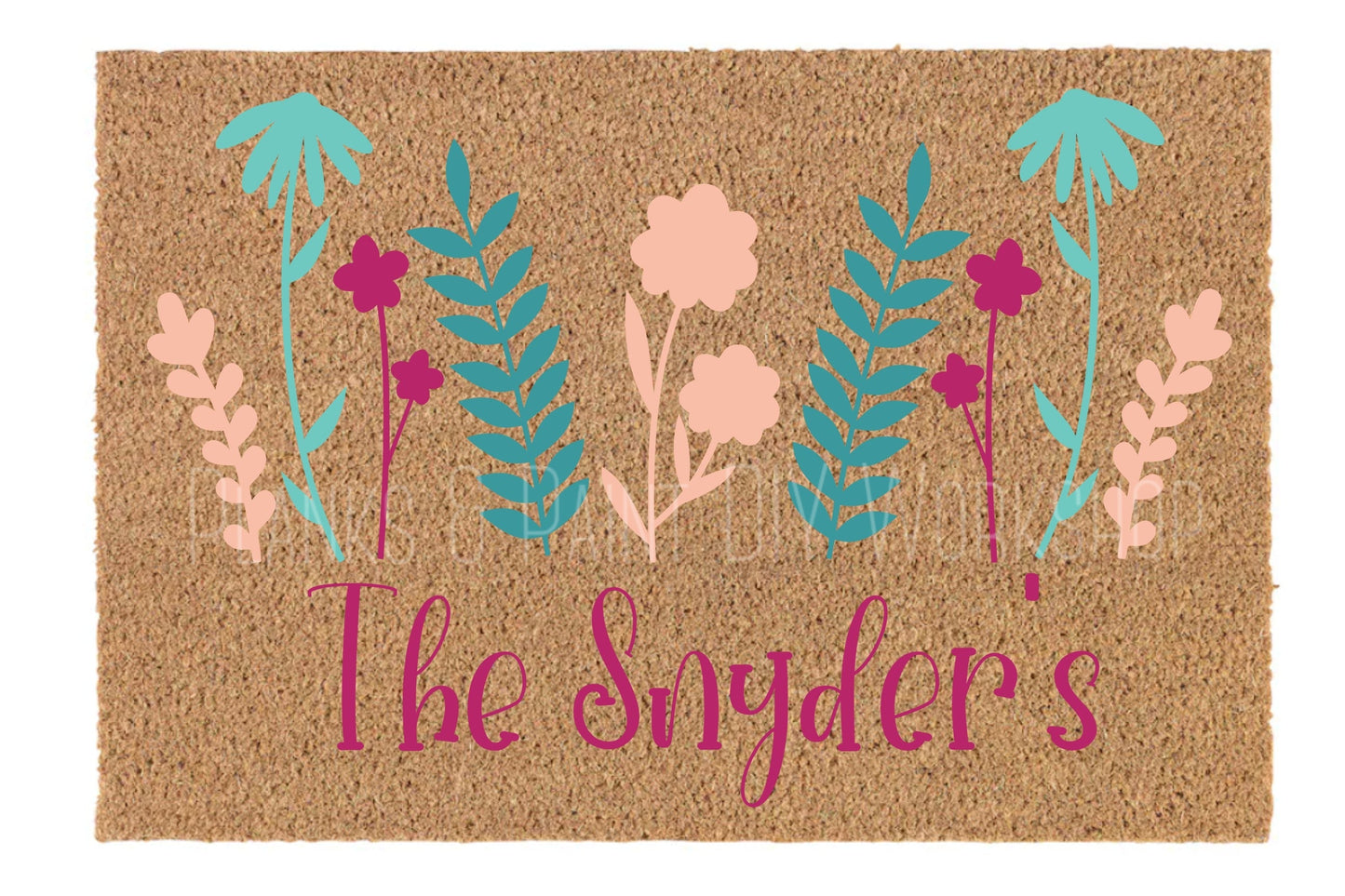 Wild Flowers Last Name Door Mat