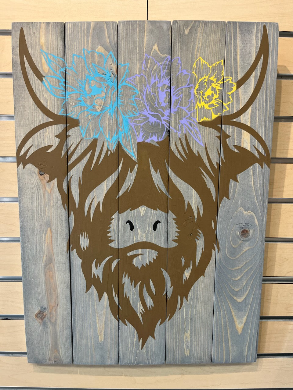 Highland cow with flowers- NoCo