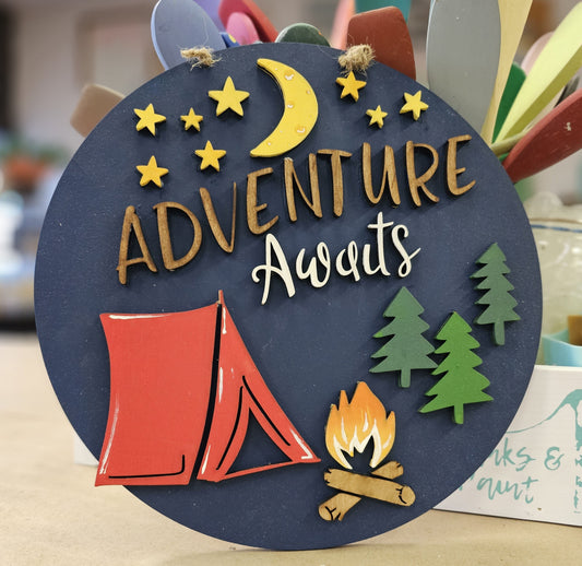Kids Adventure Awaits 10" Round Door Hanger