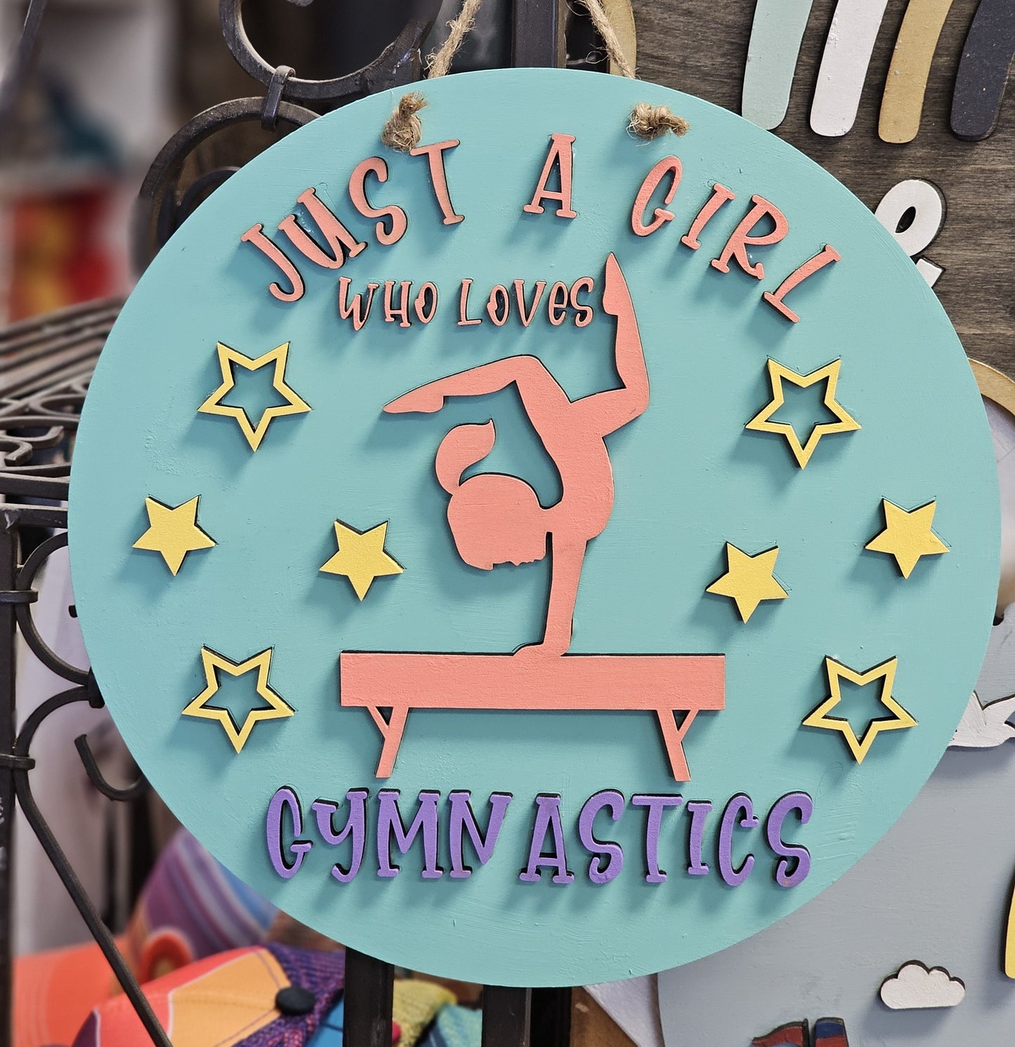 Kids Gymnastics 10" Round Door Hanger