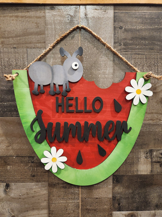 Hello Summer Watermelon 3D Door Hanger
