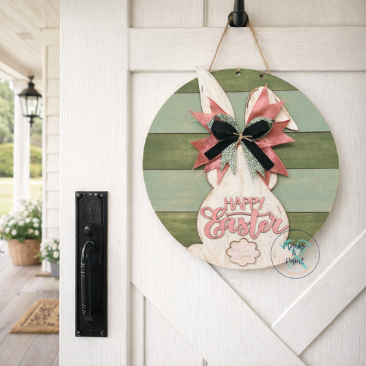 Happy Easter Bunny Butt Dorr Hanger 22"