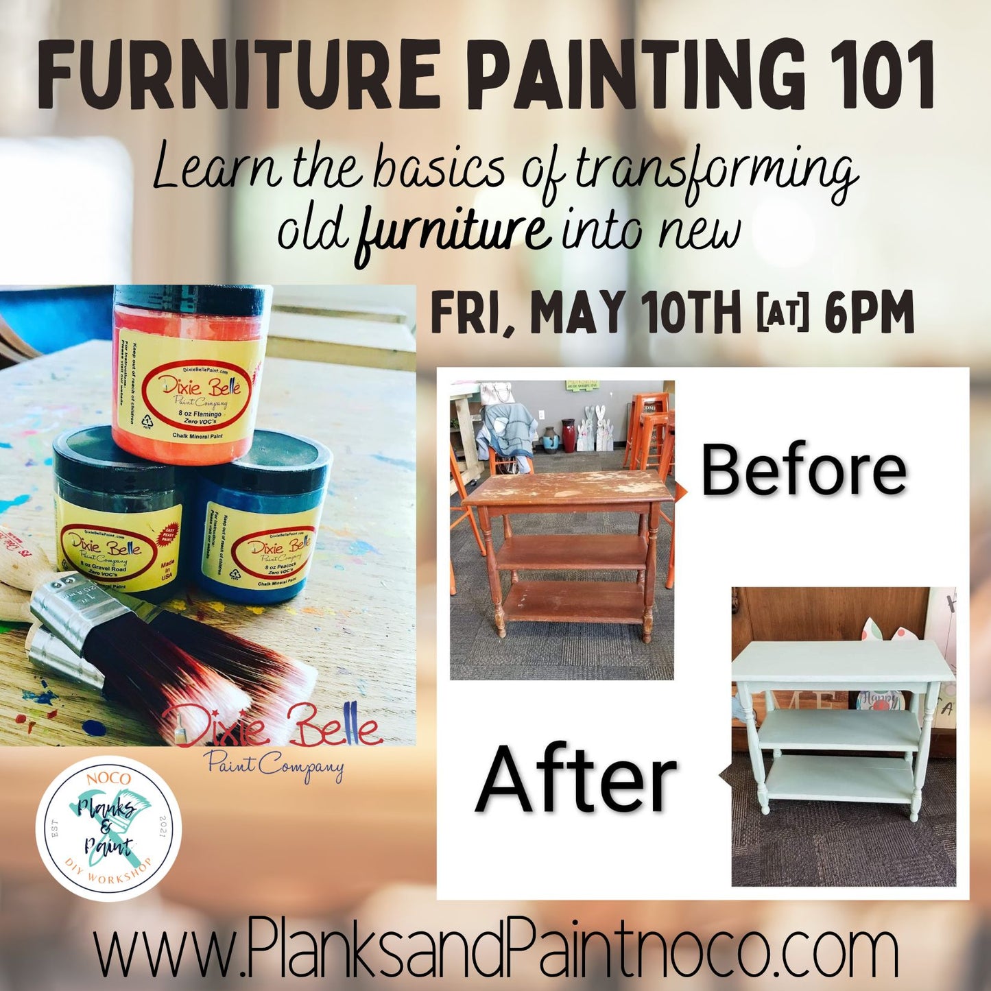 Furniture Painting 101 - 5/10/24 @6pm