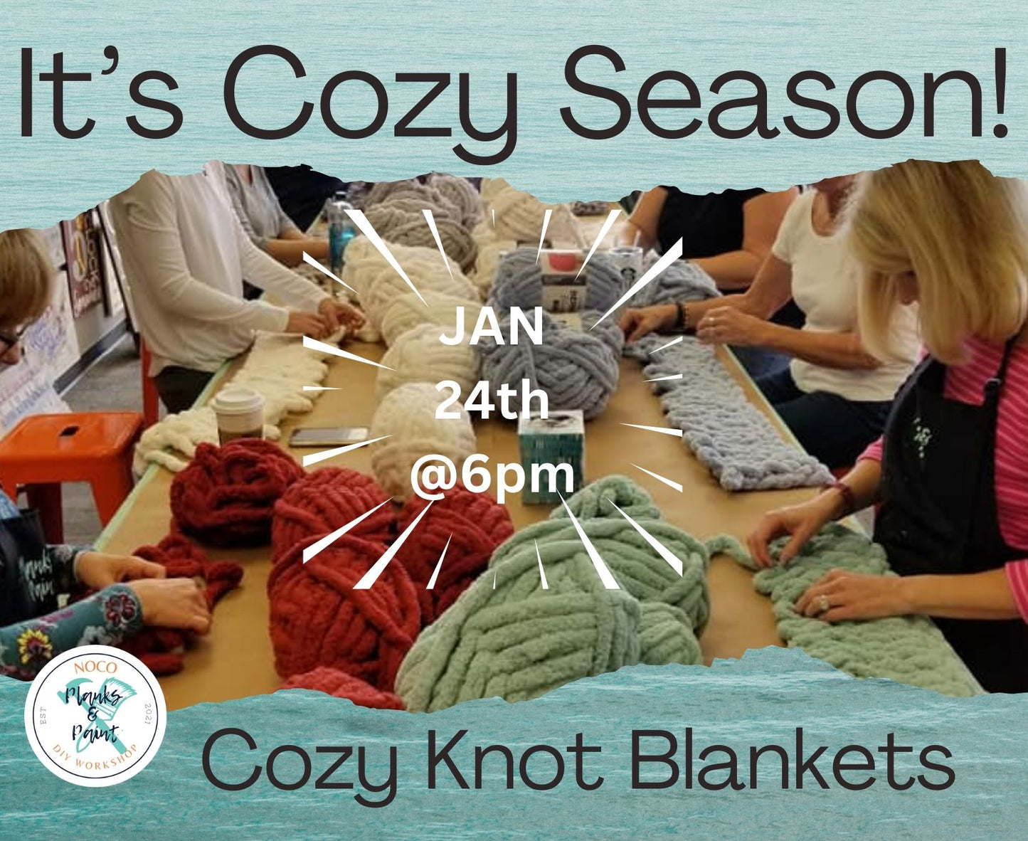 Cozy Knot Blanket Workshop 1/24/25 @6pm