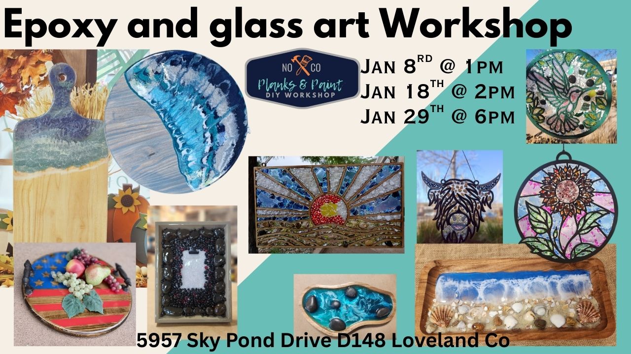 Epoxy + Sea Glass Workshop (sea glass, suncatchers, frames, boards)