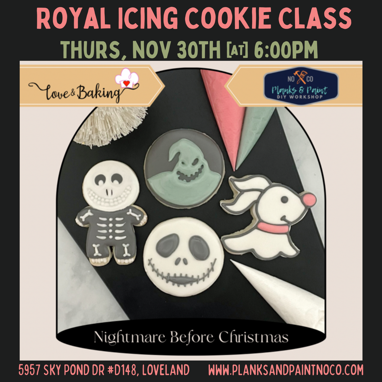 Nightmare Before Christmas Royal Icing Cookie Decorating Class