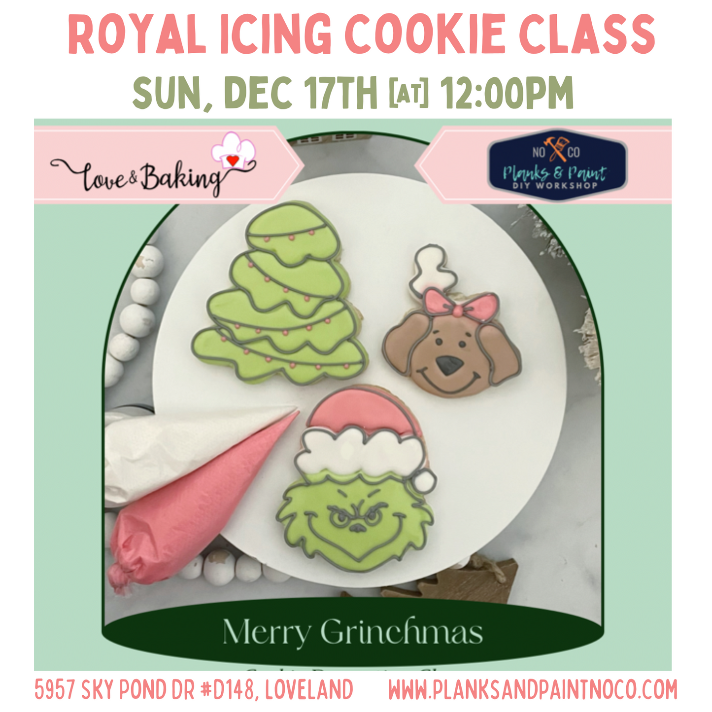 Merry Grinchmas Royal Icing Cookie Decorating Class