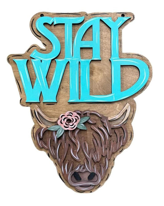 Stay Wild Kids Door Hanger 10" 3D