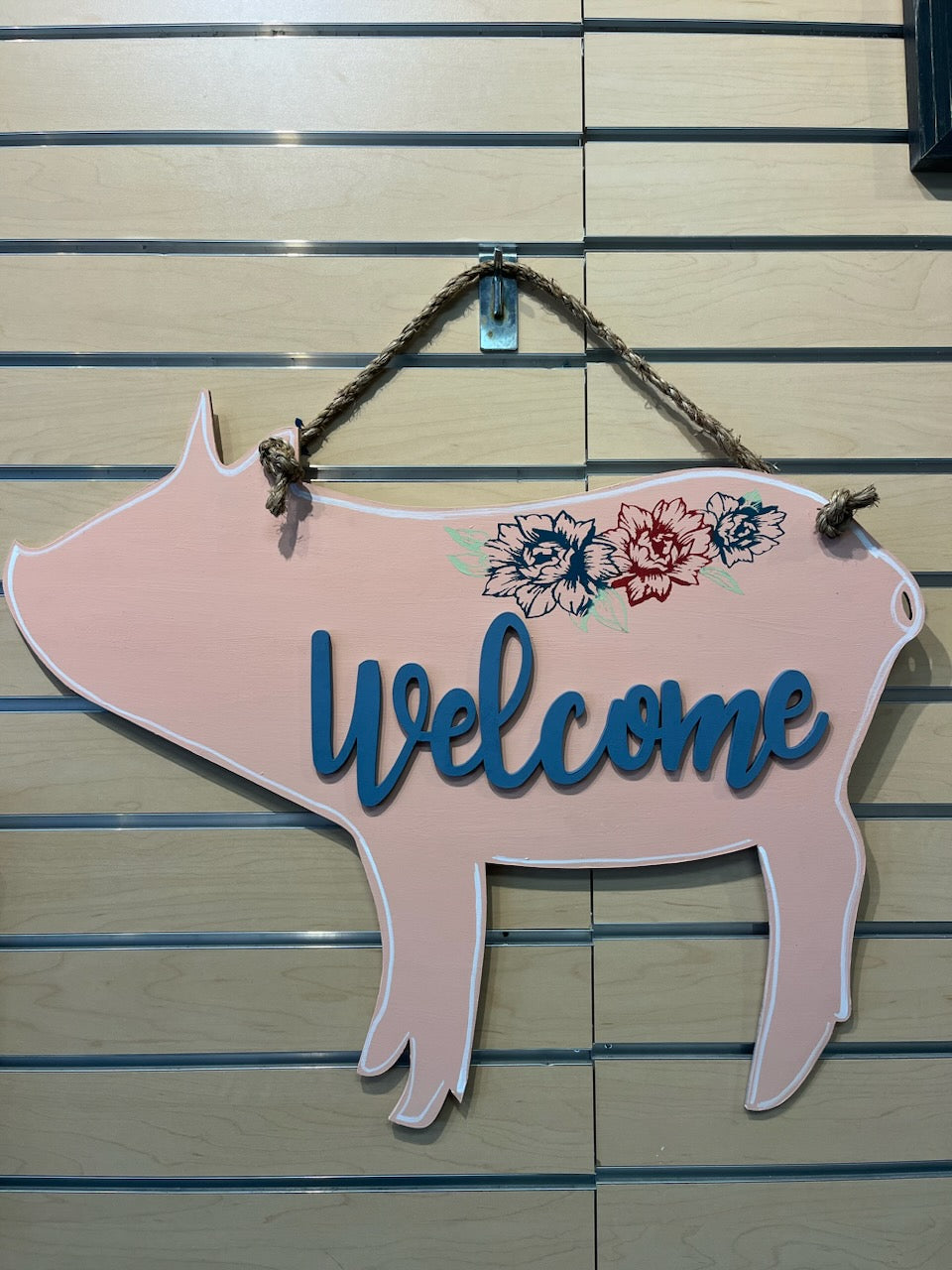 Welcome Pig 3D door hanger