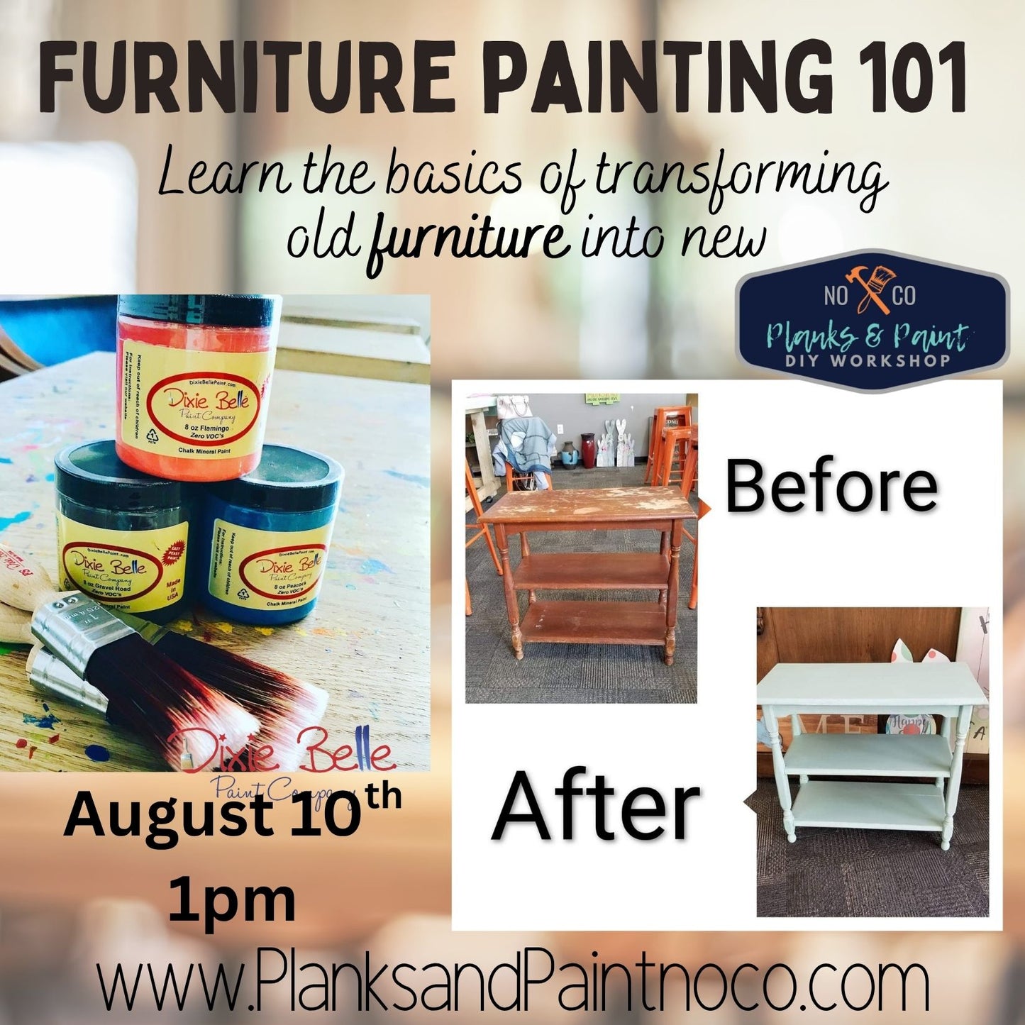 Furniture Painting 101 - 8/10/25 @ 1pm