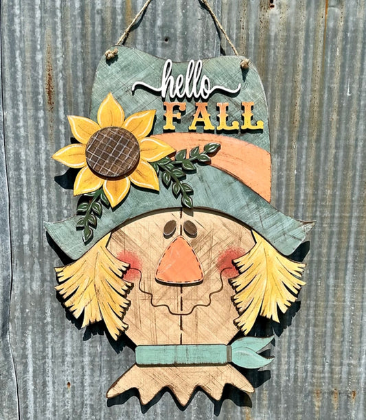 Hello Fall Scarecrow small 3D Door Hanger