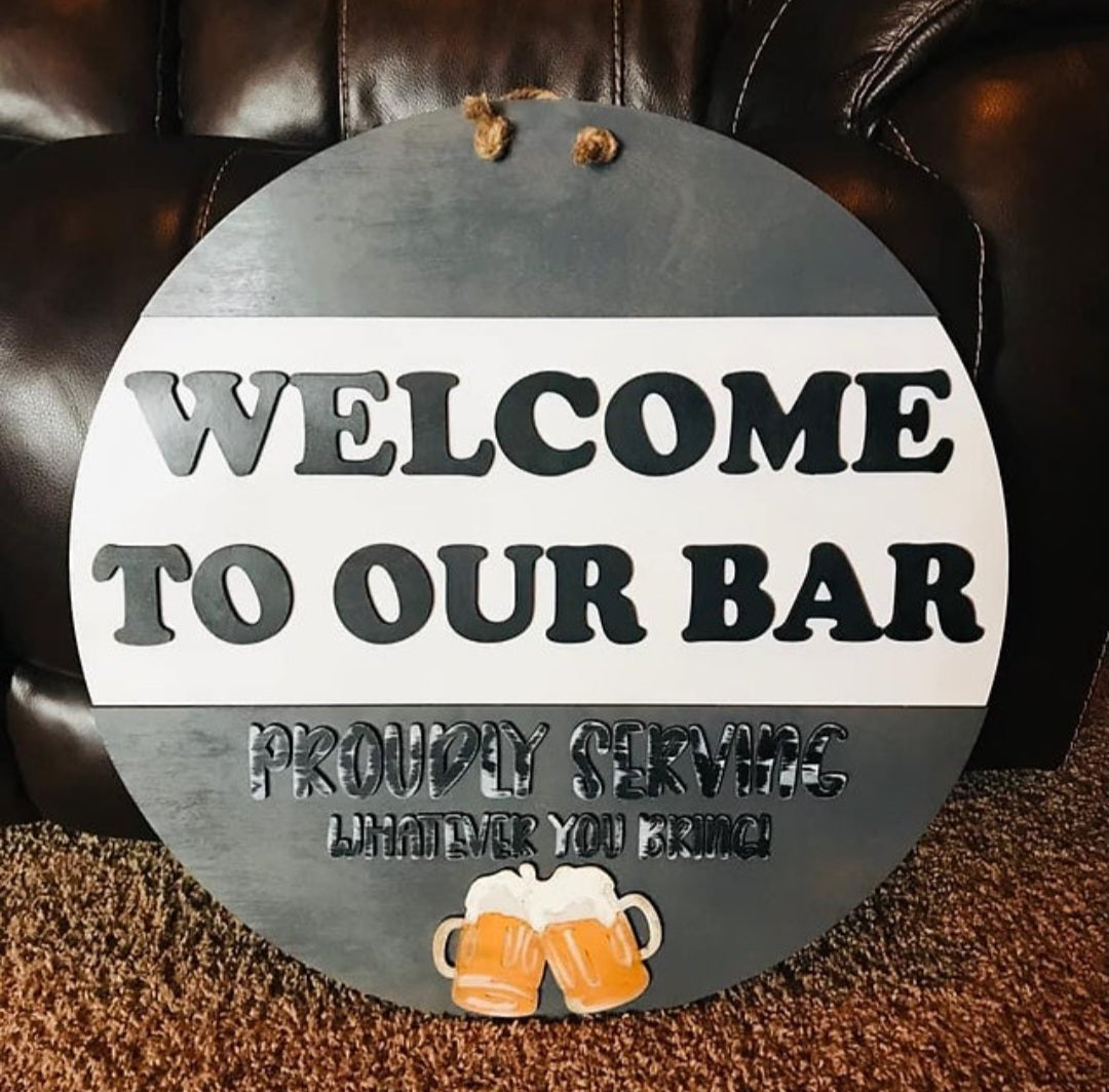 Welcome to our bar 3D Door Hanger