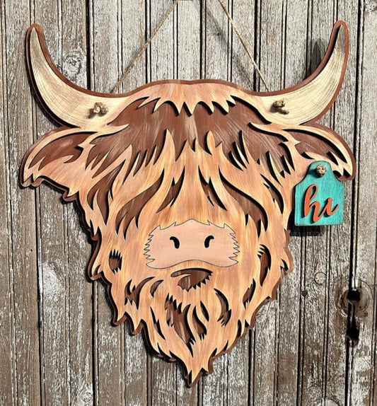 highland cow 3D 18" Door Hanger #2