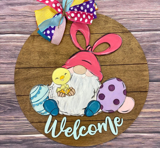 Welcome Easter Gnome with eggs 3D Door Hanger