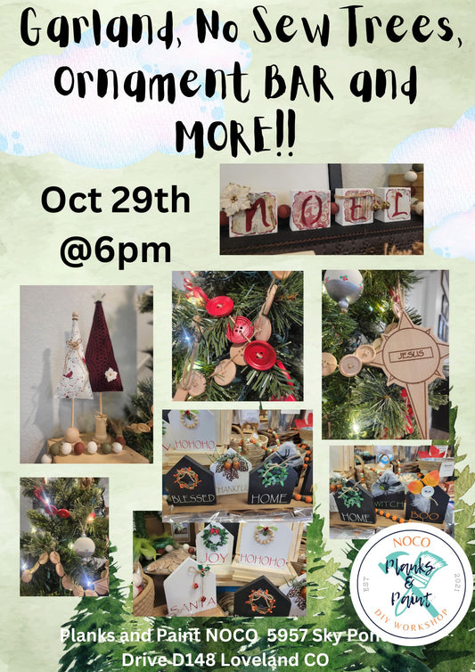 Garlands, No Sew Trees, and More Workshops.  SAVE YOUR SEAT FOR JUST $10