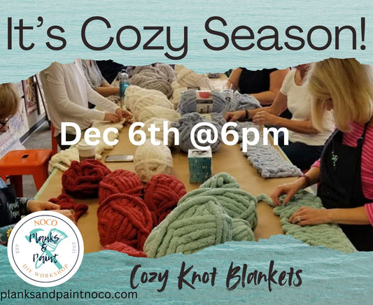 Cozy Knot Blanket Workshop 12/6/24 @6pm