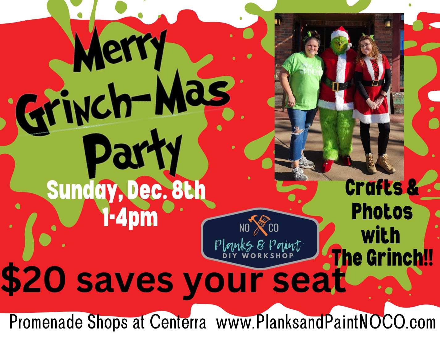 Holiday Crafts & Cookies with the Grinch 12/8/24 @ 1-4PM