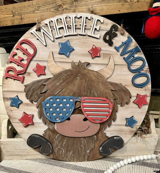 Red White and Moo 18" 3D