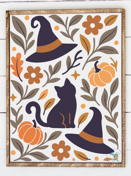 Witches and Cat plank sign