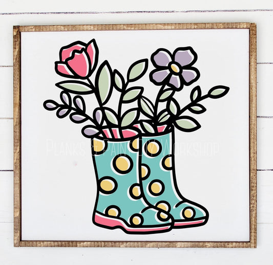 Rain Boots & Flowers