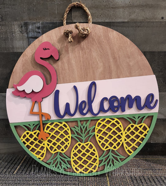 Welcome Flamingo (18") 3D Door Hanger