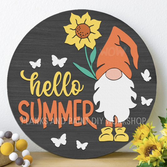 Hello Summer Gnome Door Hanger