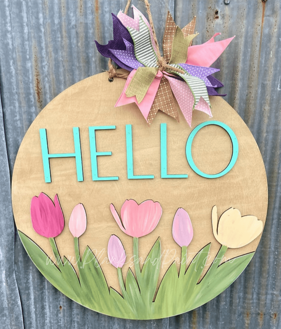 Hello Tulips 3D Door Hanger